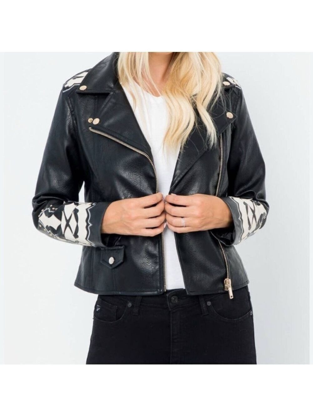 STOOSH Black Faux Leather Jacket Woman's NWT